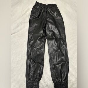 Super down ankle leather pants